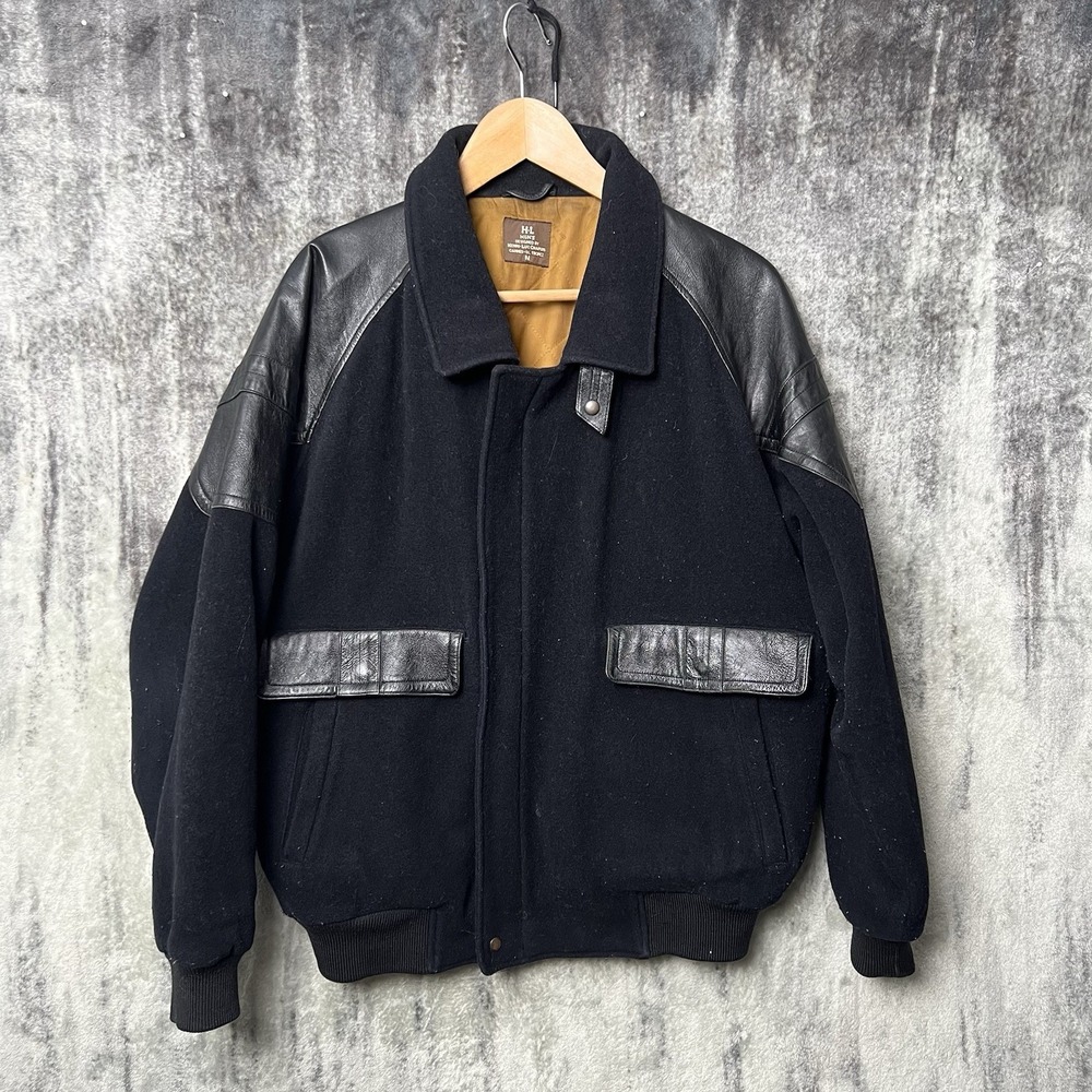 Vintage Henri-Luc Chapuis Cannes St Tropez Men's M Flight Jacket Wool Leather